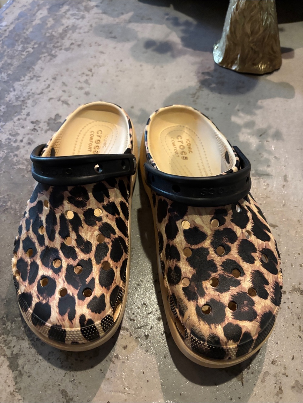 Women’s Leopard Print Crocs size 9